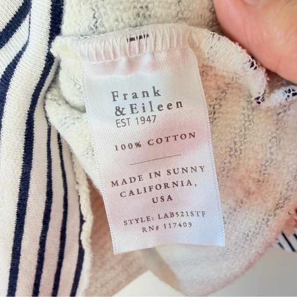 FRANK & EILEEN Kane Navy French Striped Triple Fleece Capelet Hoodie MEDIUM $248 - Picture 3 of 12